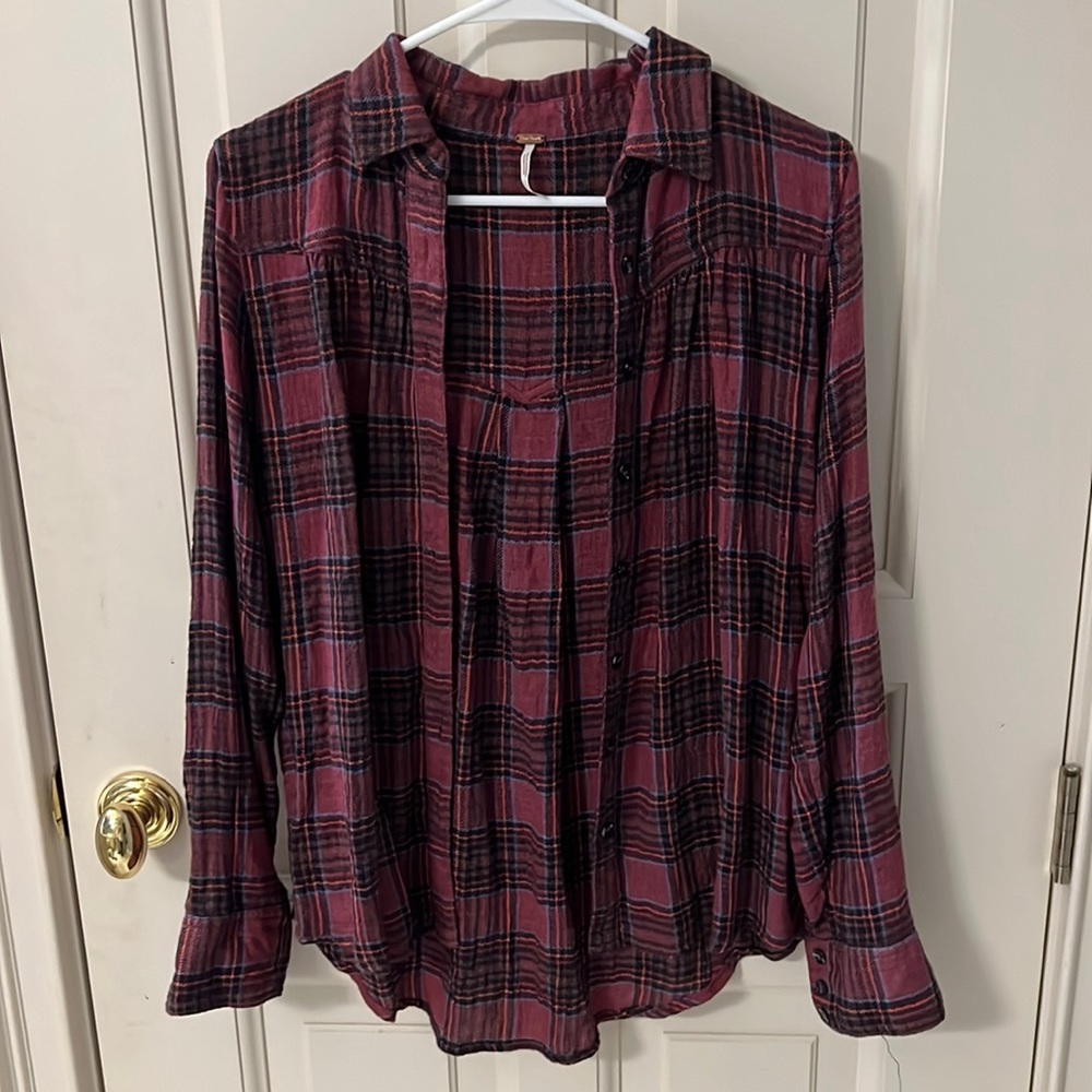 Free people plaid button down flannel